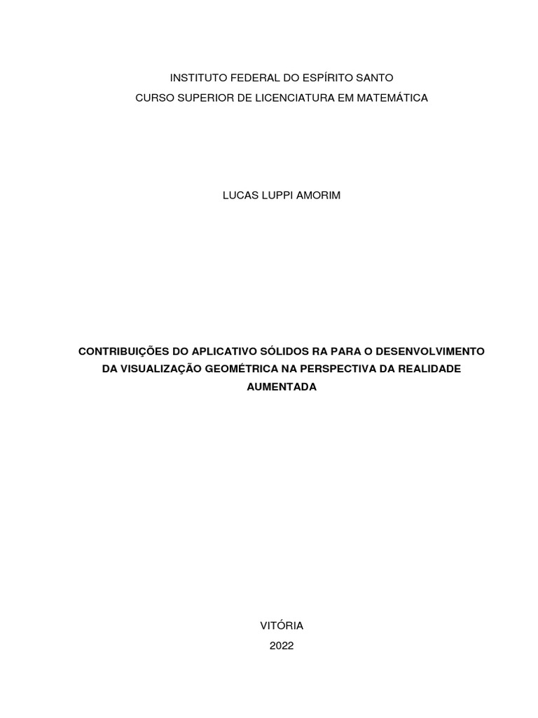 TCC Contribuicoes Aplicativo Solidos RA | PDF | Imagem mental | Imagem