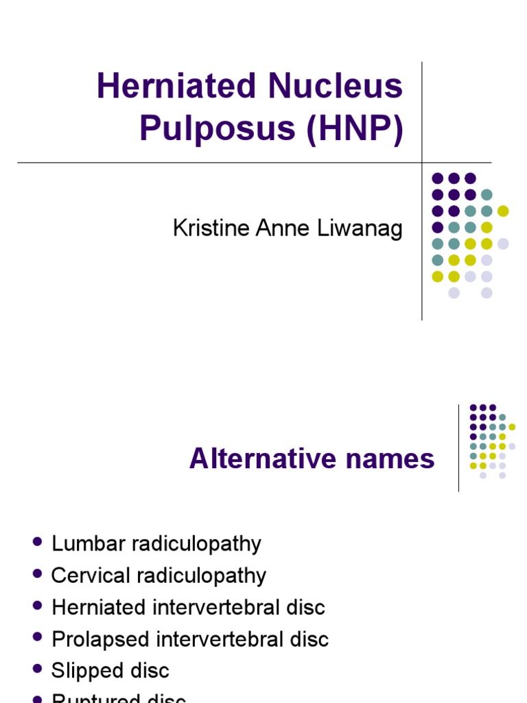 Herniated Nucleus Pulposus Overview | PDF | Vertebral Column ...