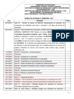 Calendário Das Atividades CHP 2º - 2017