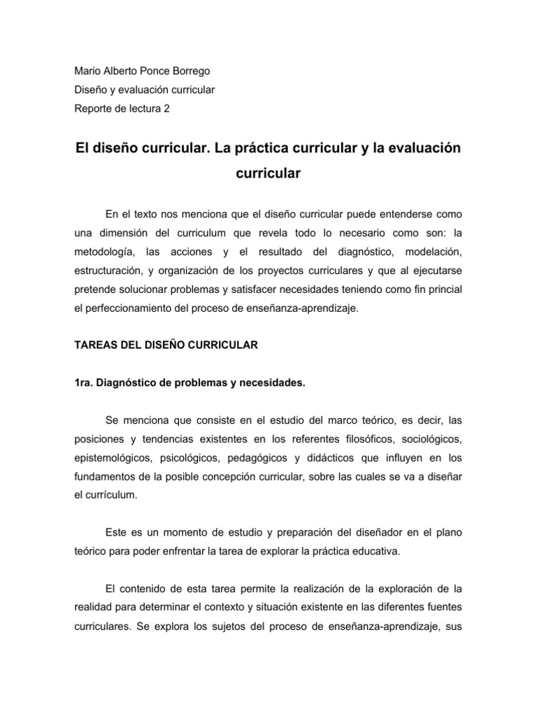 Evaluación del Diseño Curricular en Ecuador | PDF | Plan de estudios ...