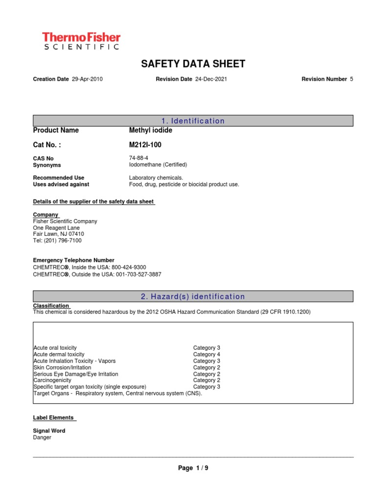 Methyl Iodide Certified 100ml PDF