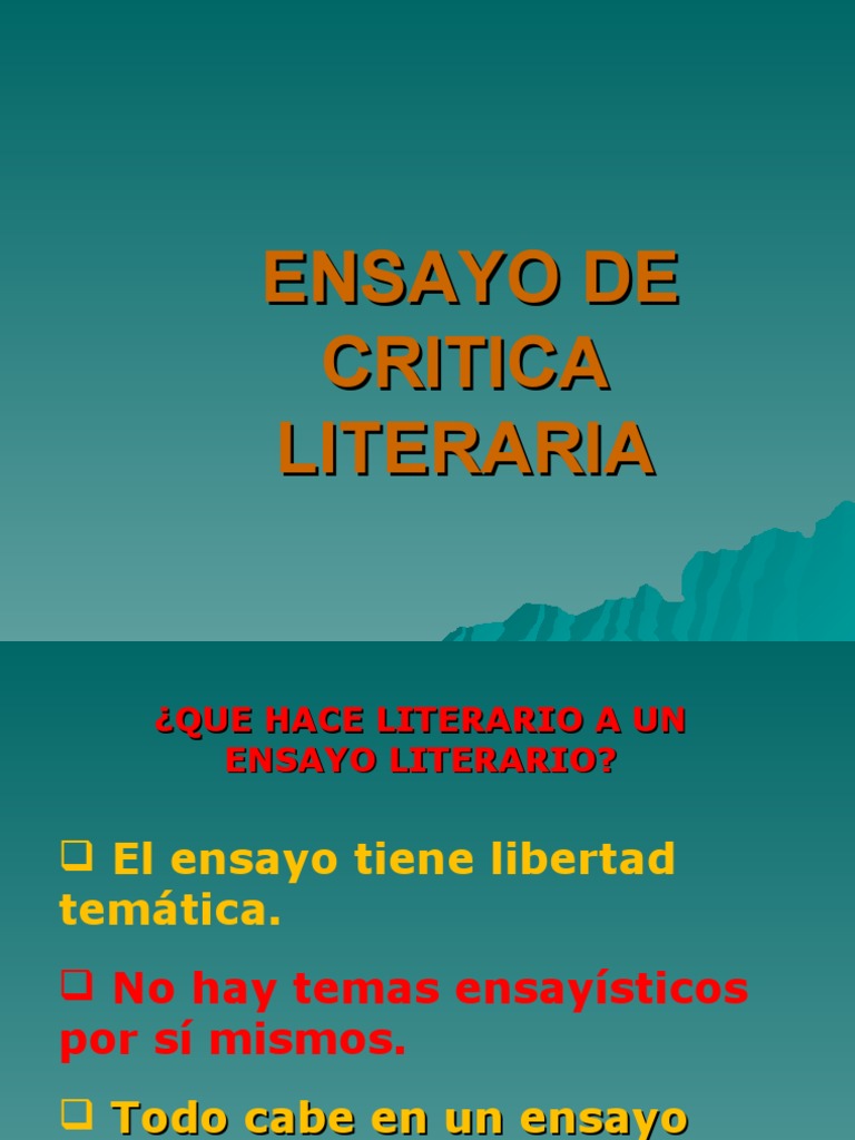 Ensayo Literario | PDF
