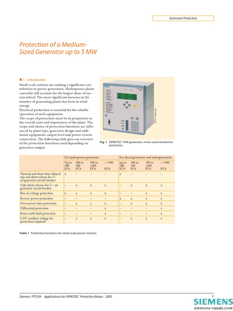Medium-Sized Generator Protection Guide | PDF | Transformer | Electric ...