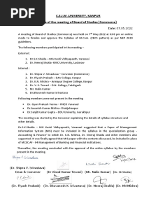 C.S.J.M .University, Kanpur Minutes of The Meeting of Board of Studies (Commerce)
