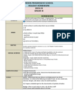 Grade 9 Holiday Home Work Formet