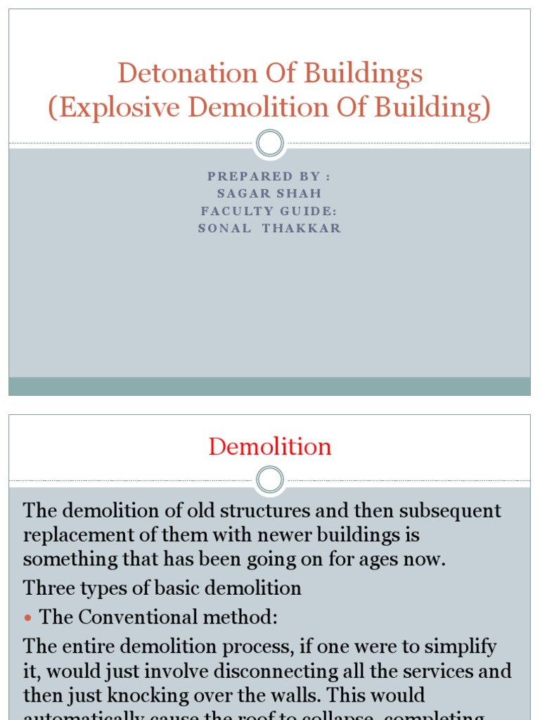 Detonation of Buildings (Explosive Demolition of Building) : Prepared ...