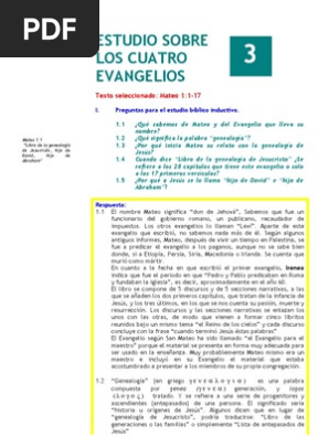Estudio Sobre Los Cuatro Evangelios Texto Seleccionado