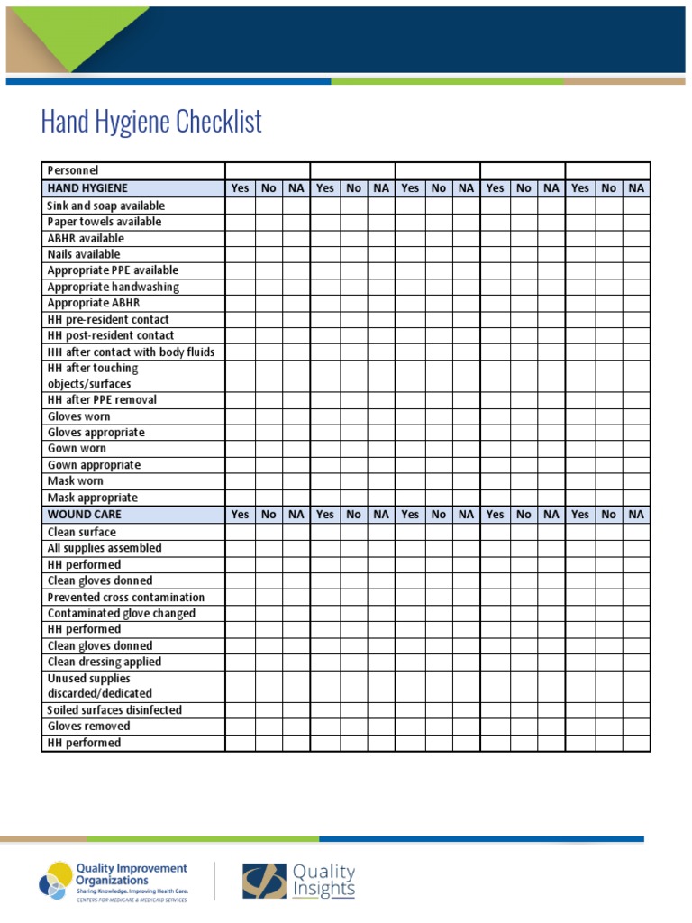Hand Hygiene Compliance Checklist | PDF