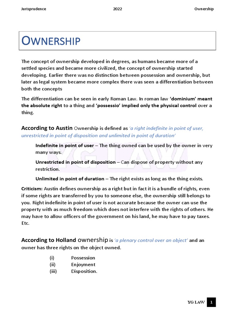 Ownership Concepts in Jurisprudence | PDF | Ownership | Concurrent Estate