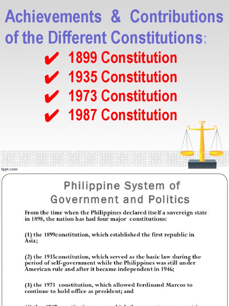 Week 13 Philippine Constitution 1989 1935 1973 1987 Constitutions PDF