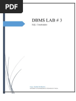 DBMS Lab # 3 Constraints