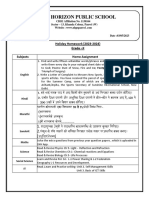 New Horizon Public School: Holiday Homework (2023-2024) Grade - X Subjects Home Assignment