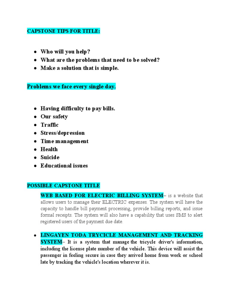 Effective Capstone Title Tips | PDF | Mobile App | Computing