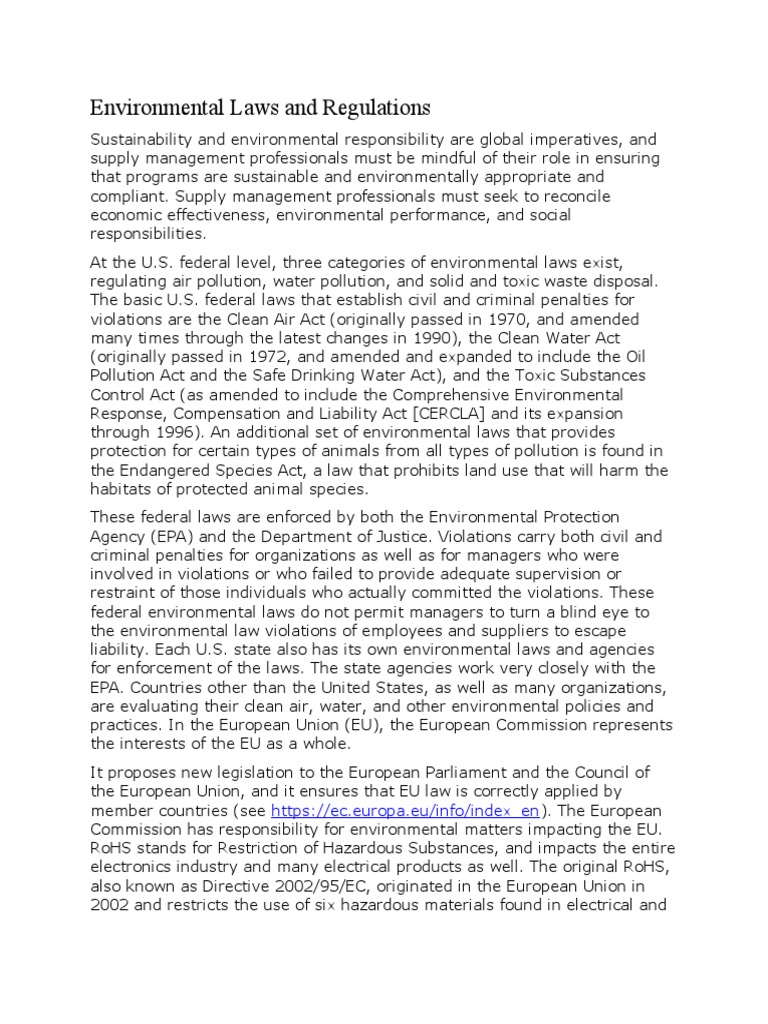 Environmental Laws and Regulations PDF