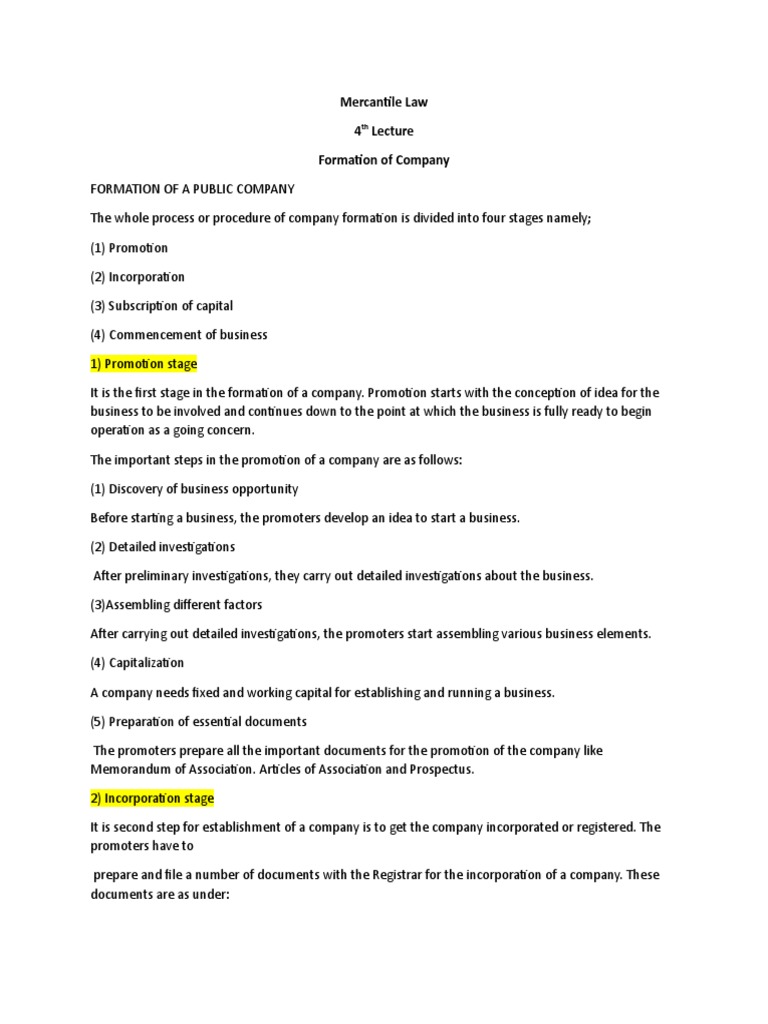4th Lecture Mercantile Law PDF