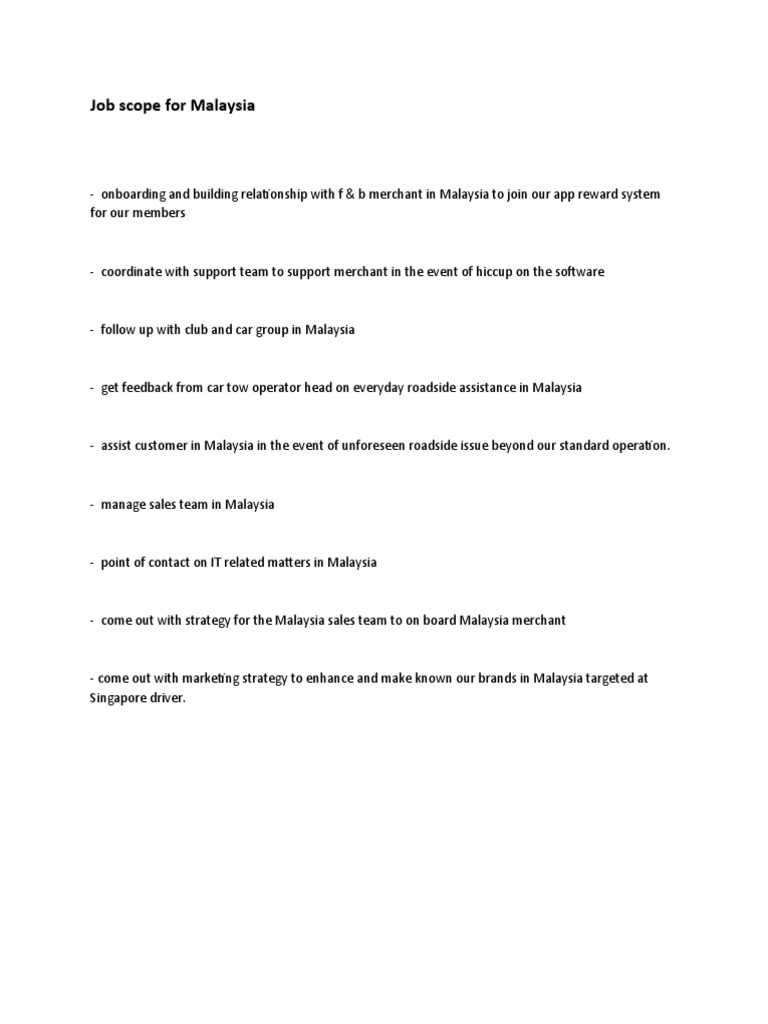 Job Scope in Malaysia BD PDF