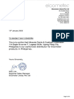 Elcometer Certificate of Distributorship 2023