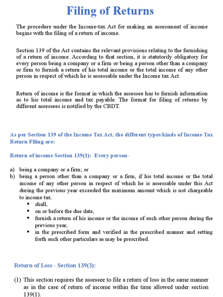 Income Tax Return Filing Guide | PDF | Business