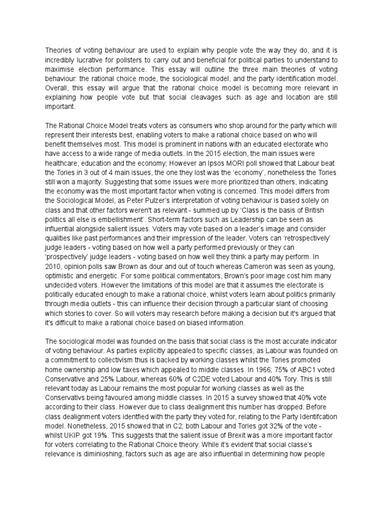 Theories of Voting Behaviour Explained | PDF | Conservative Party (Uk ...