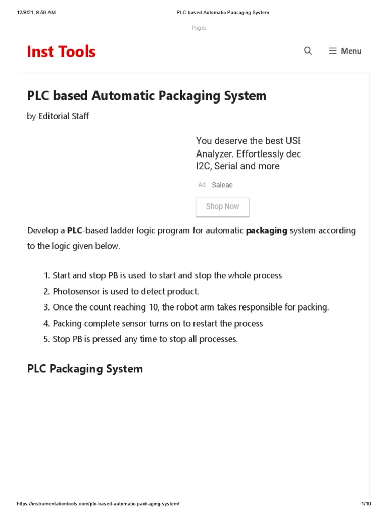 PLC Based Automatic Packaging System PDF