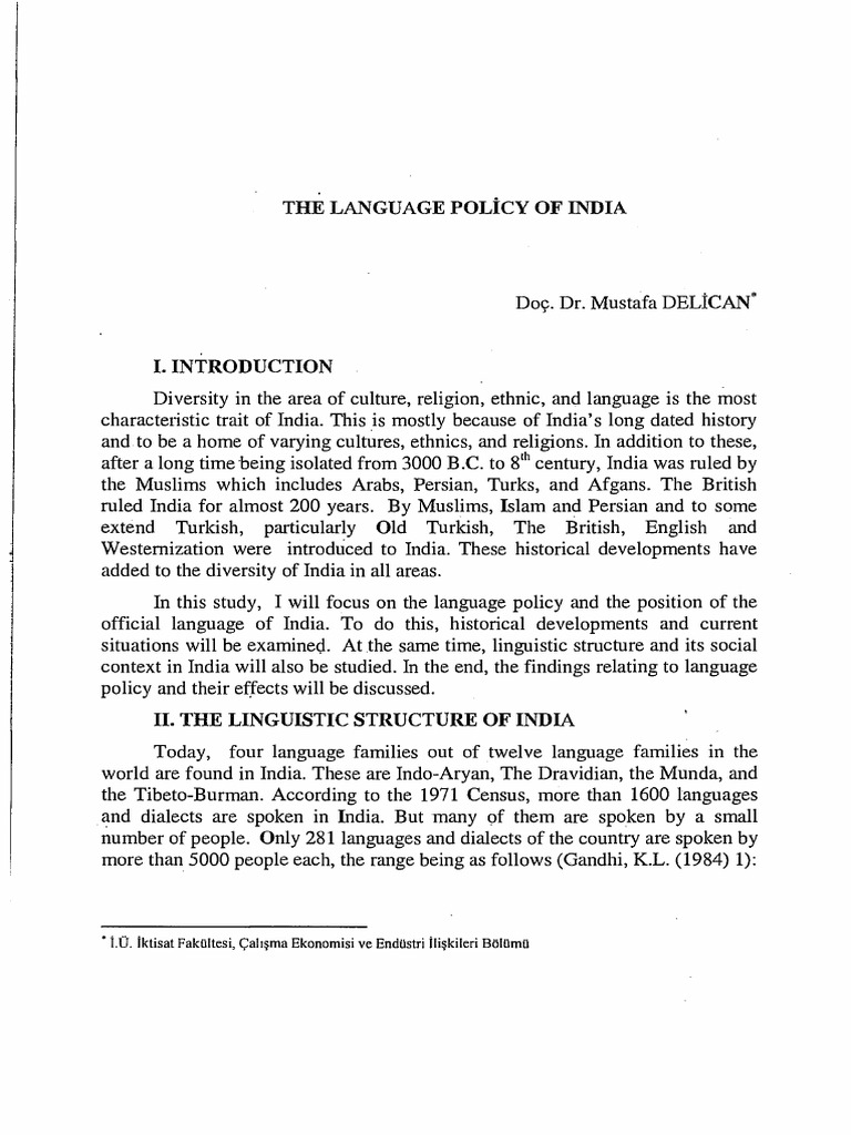 The Language Policy of India (#119025) - 101067 | PDF | Language Arts ...