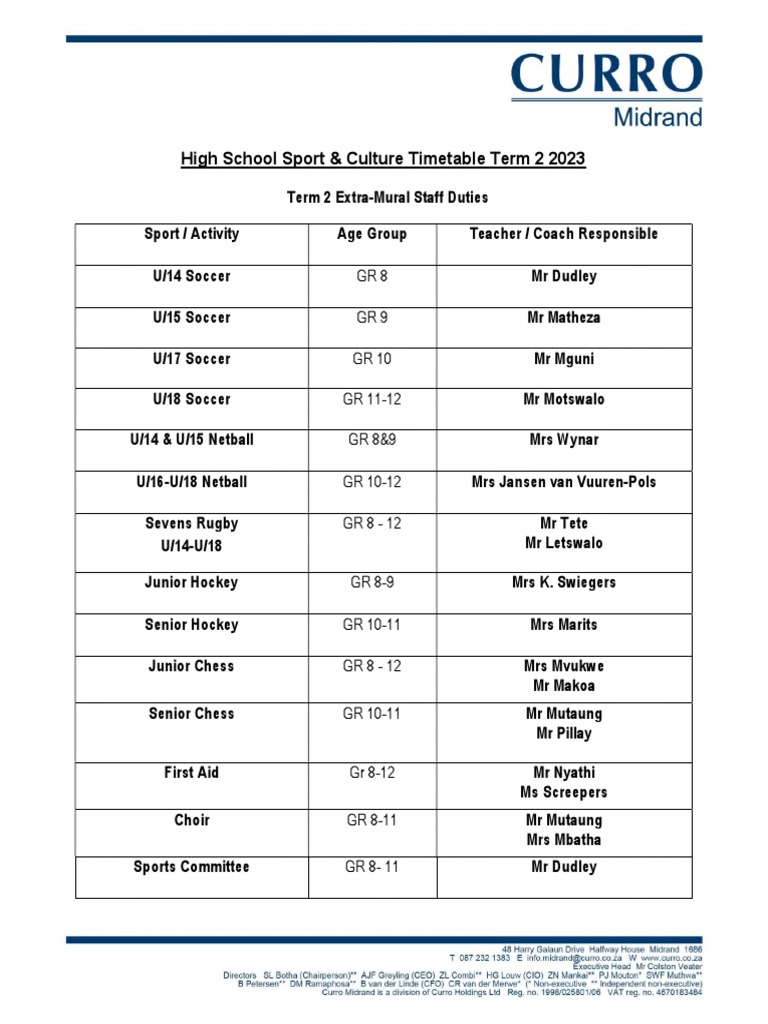 Term 2 Sport Timetable 2023 PDF