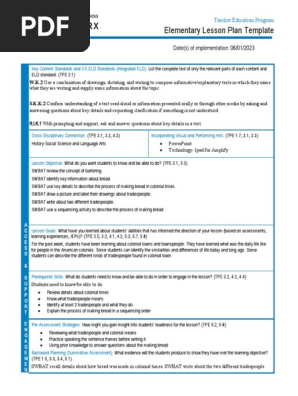 tep elementary lesson plan observation 10