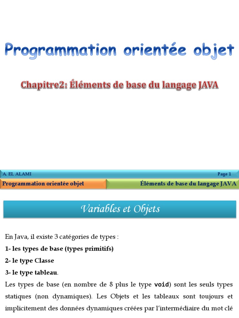Introduction à Java : Types et Objets | PDF | Java (Langage de ...
