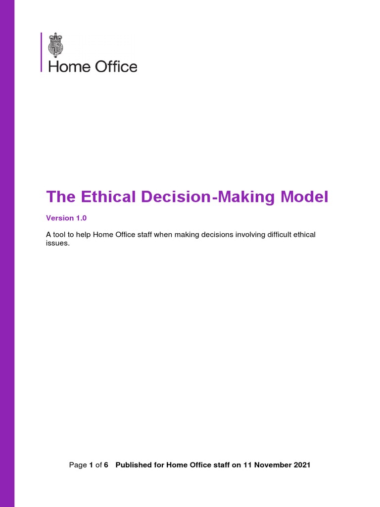 The Ethical Decision-Making Model | PDF | Decision Making