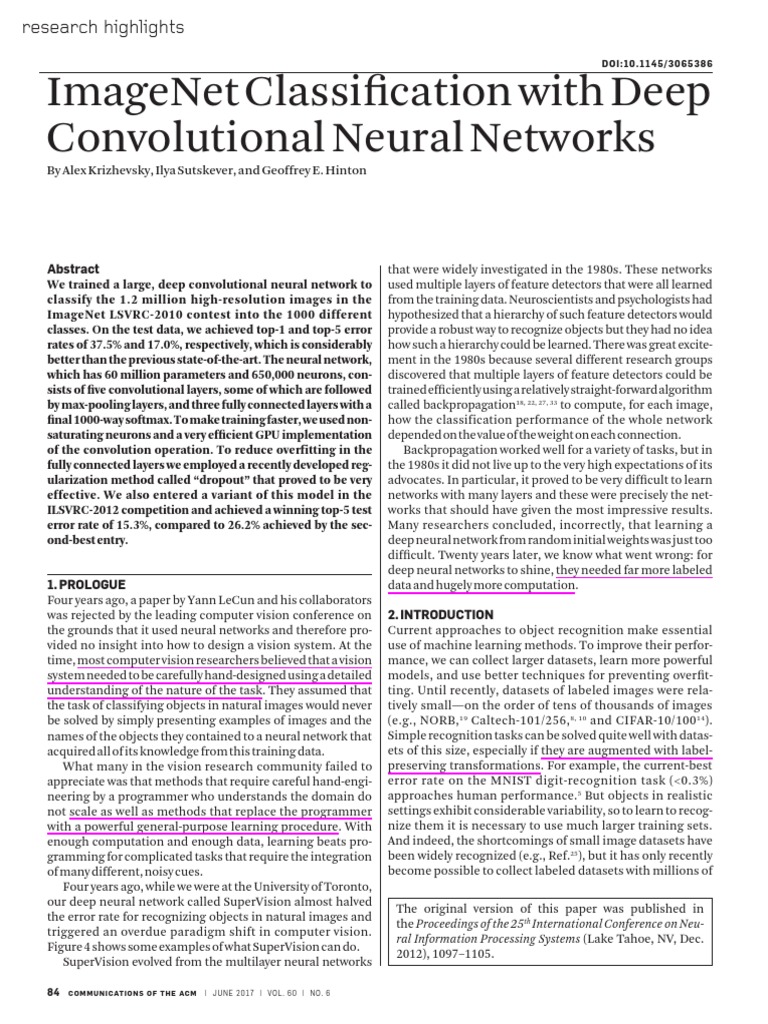 AlexNet_ImageNet Classification With Deep | PDF | Artificial Neural ...