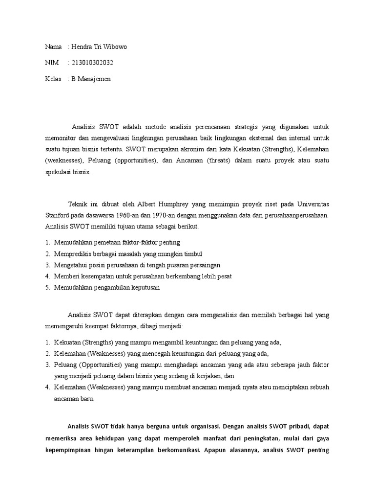 Analisis Swot Adalah Metode Analisis Perencanaan Strategis Yang