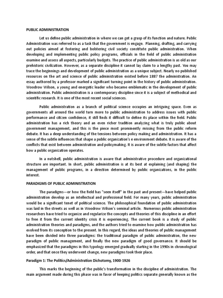 Evolution of Public Administration Theories | PDF