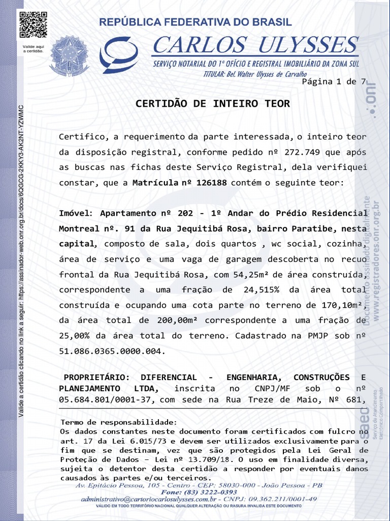 Certidão de Inteiro Teor Certidão de Inteiro Teor | PDF