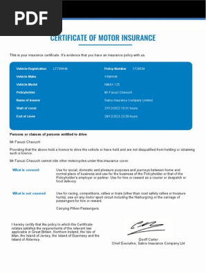 Certificate of Insurance