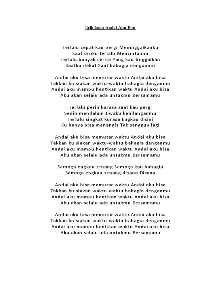 Lirik Ungu - Andai Aku Bisa | PDF | Seni & Disiplin Bahasa
