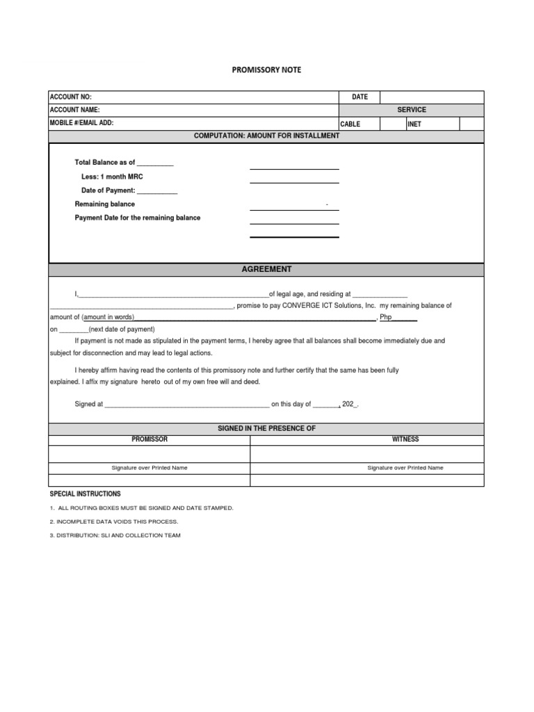 Converge Payment Promise Form | PDF