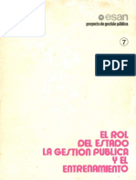 El Rol Del Estado, La Gestión Pública y El Entrenamiento (Proyecto de Gestión Pública 7)