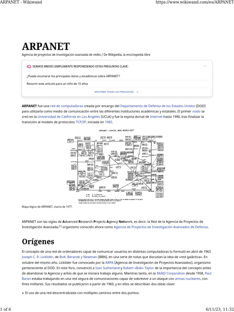 ARPANET - Wikiwand | PDF | Internet | Ingeniería Informática