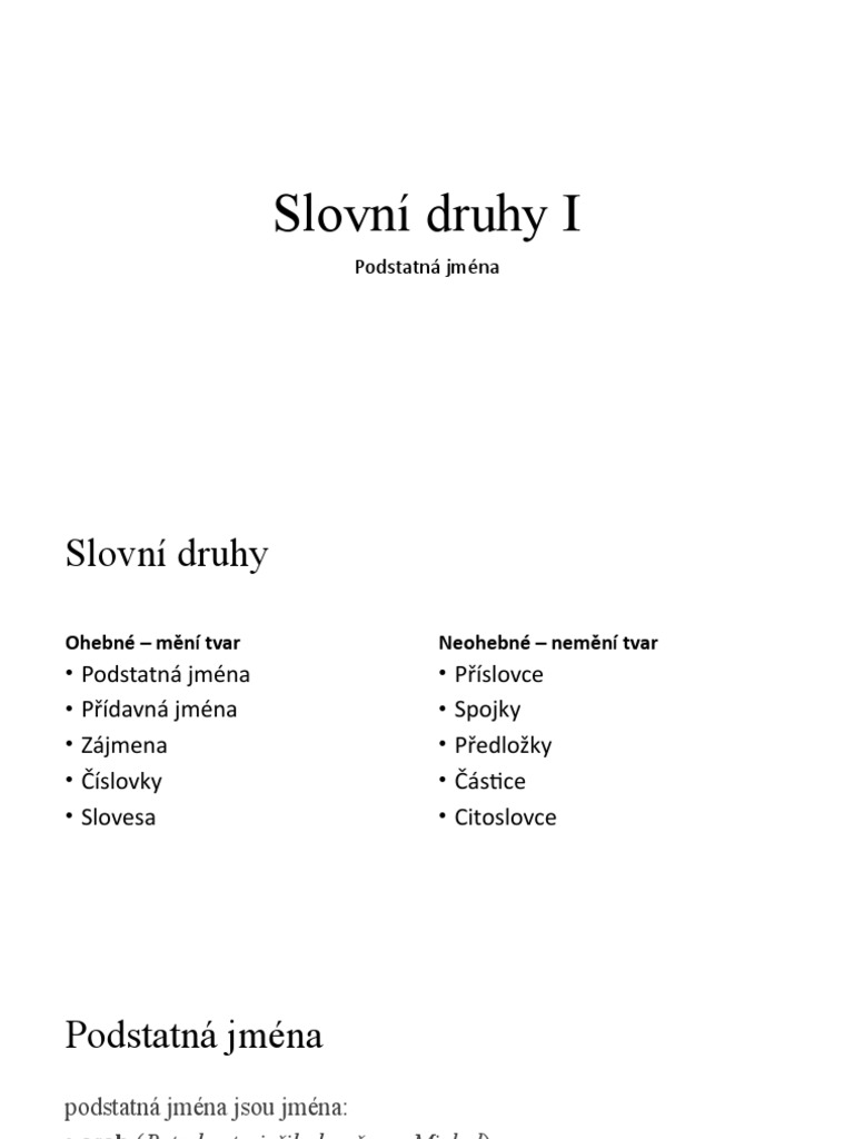 SlovnÃ - Druhy I | PDF