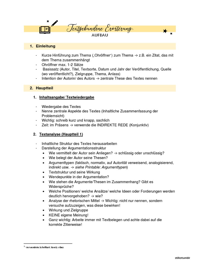 Textgebundene Eroerterung Aufbau Und Formulierungshilfe | PDF