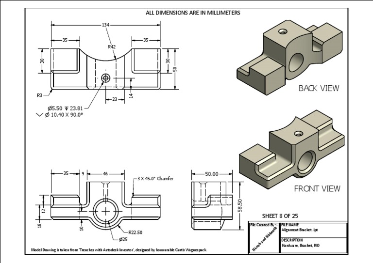 Alignment Bracket CAD Model Dimensions | PDF