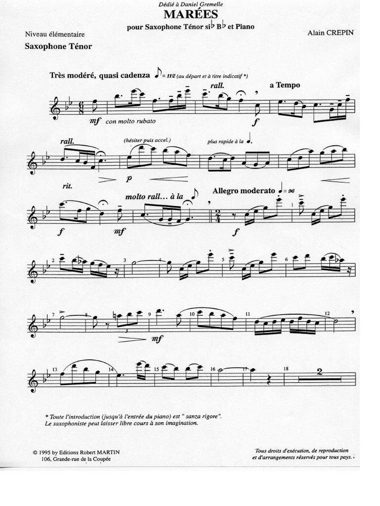 CREPIN - Marées (Tenor) | PDF