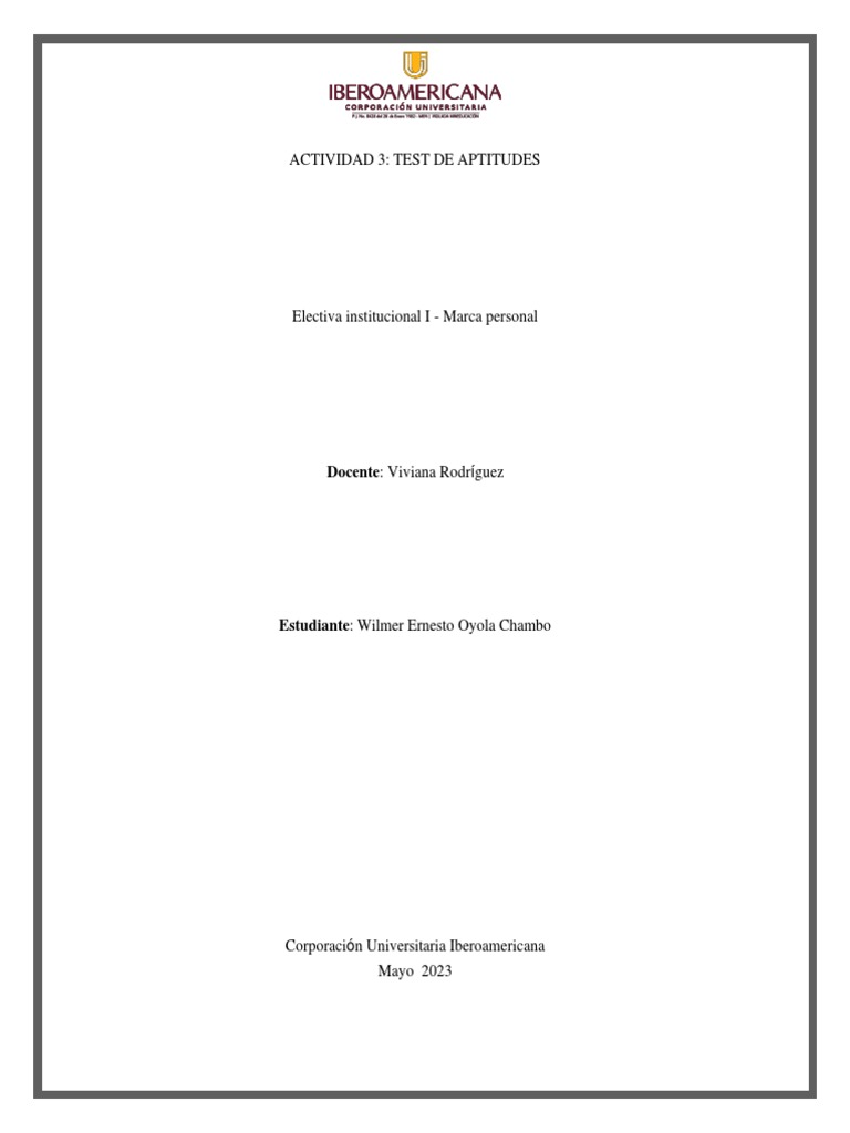 Actividad 3 - Test de Aptitudes | PDF