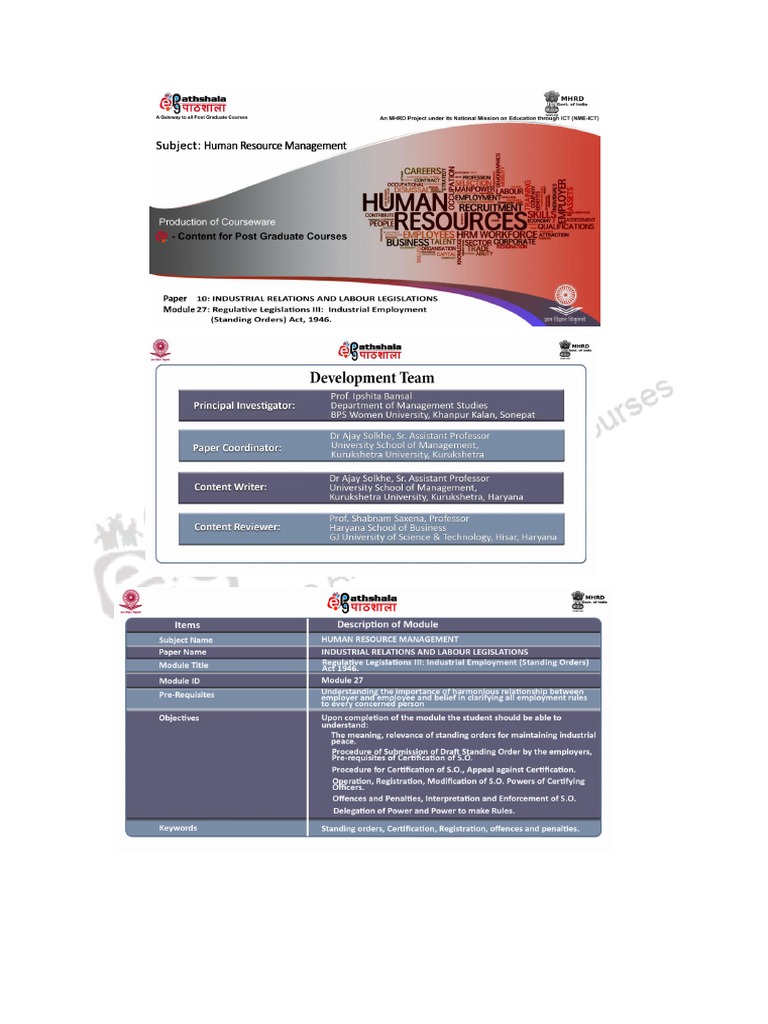 Standing Order Pdf Labour Law Employment