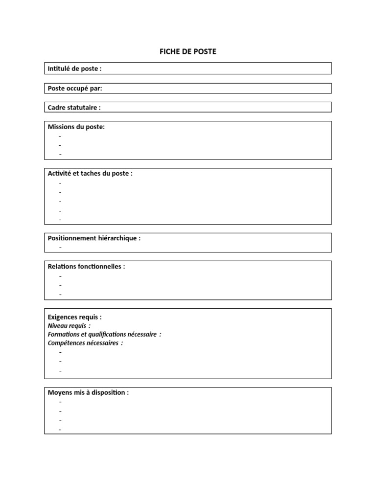 Intitulé de Poste - Copy | PDF