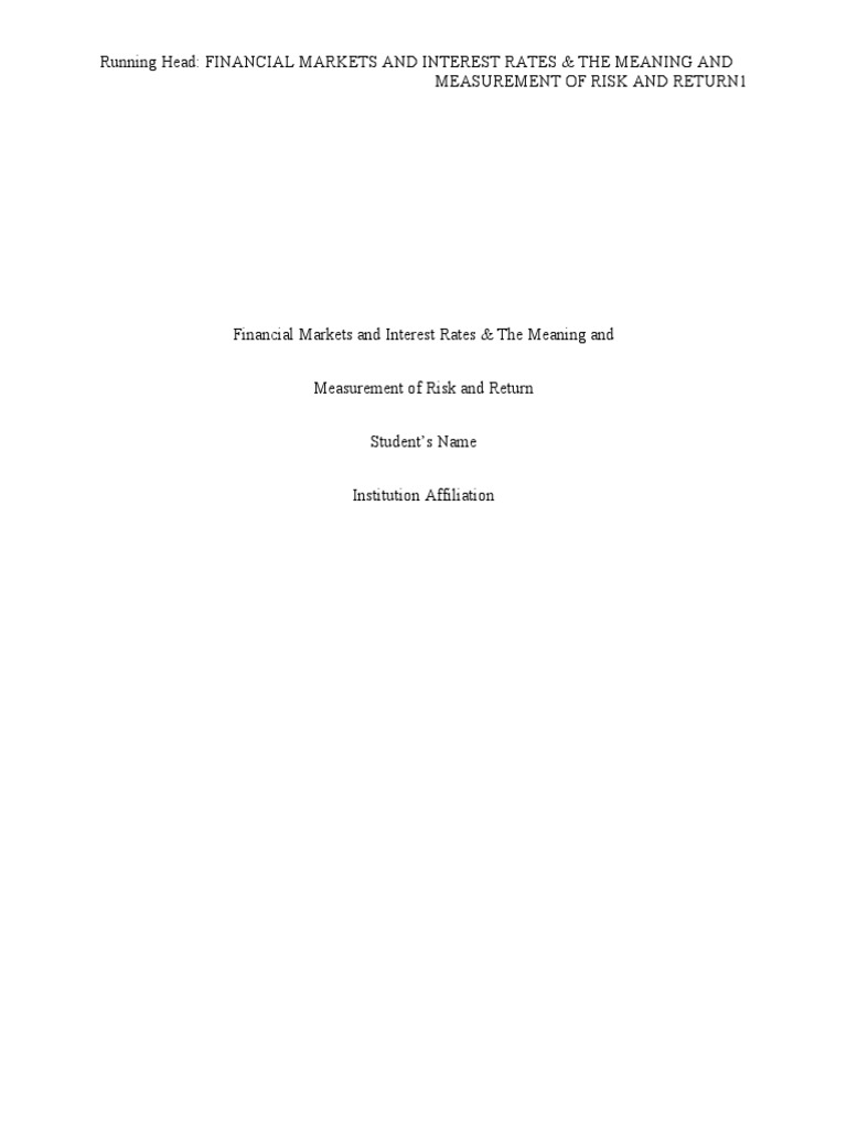 Financial Markets: Risk and Return Analysis | PDF | Risk Premium | Interest