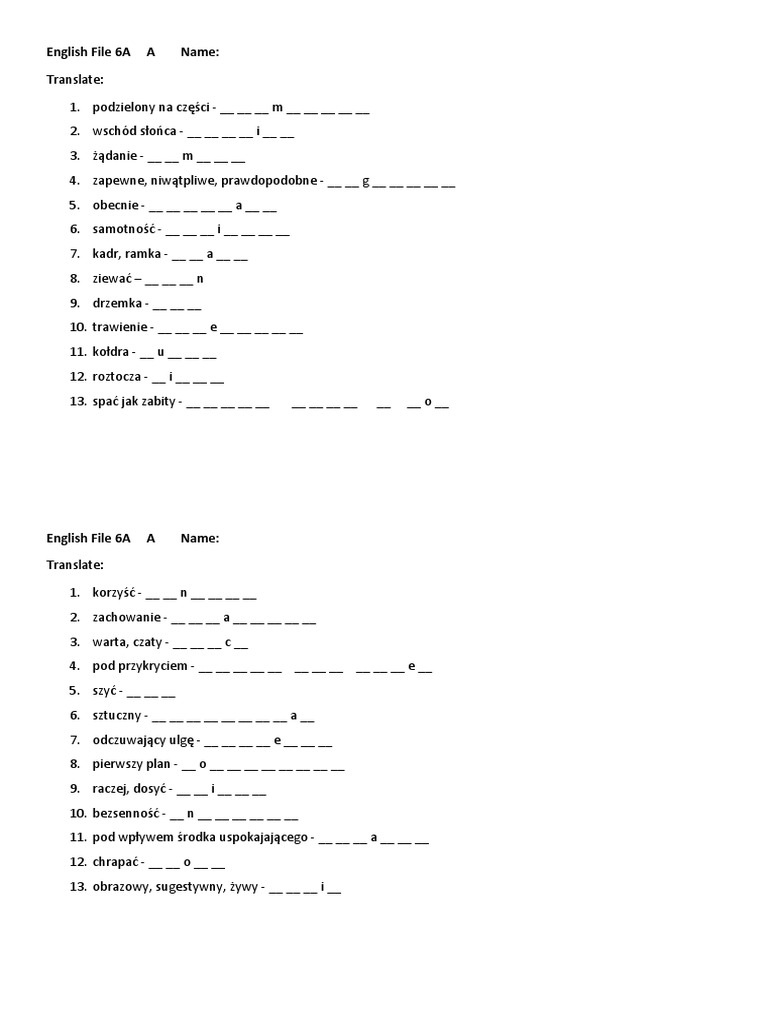 English File 6A A Name | PDF