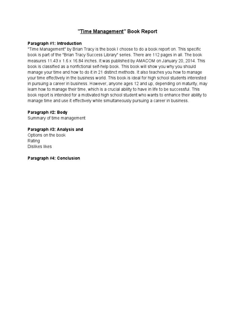 Time management book report pdf