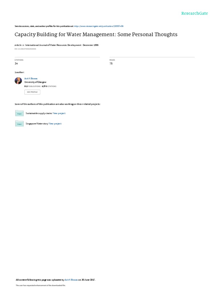 Asit K. Biswas PDF Capacity Building Cognition