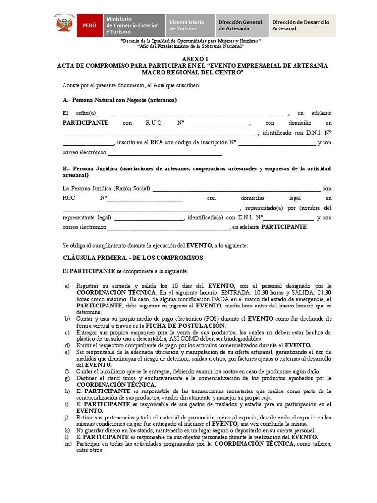 Anexo 01 - Acta de Compromiso | PDF